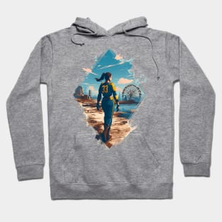 A Lone Explorer Ventures the Wasteland - Diamond Frame - Post Apocalyptic Hoodie